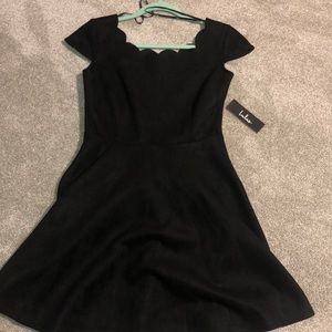 Black Velvet Scalloped Dress from Lulus